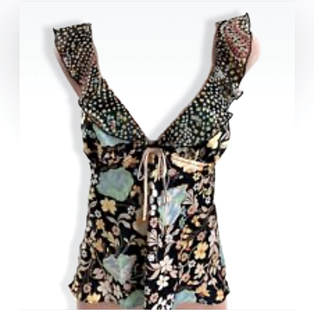 Victoria’s Secret ruffle satin floral top size L NWT